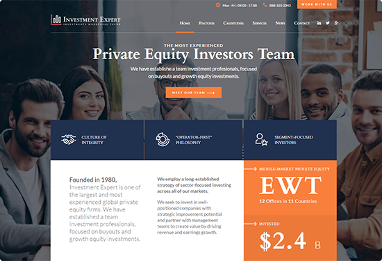 investment busniness theme home layout preview image